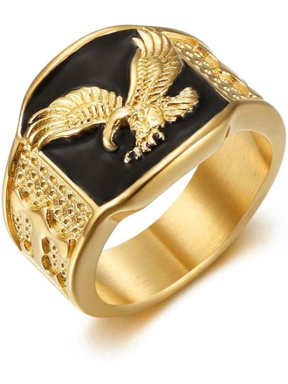 Vintage Aztec Eagle Signet Ring - 14K Gold Plated, Chunky Men's Jewelry, Biker
